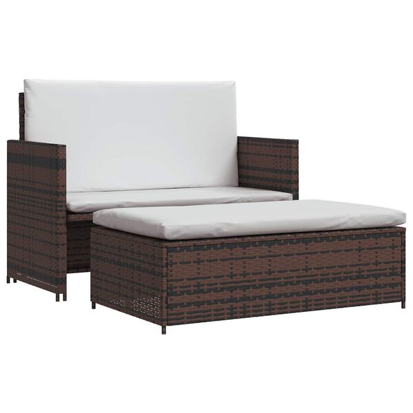 vidaXL Garden Sofa Poly Rattan Brown