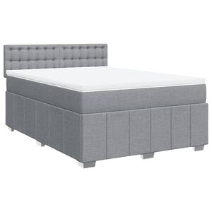 vidaXL Box Spring Bed with Mattress Dark Grey Queen Fabric