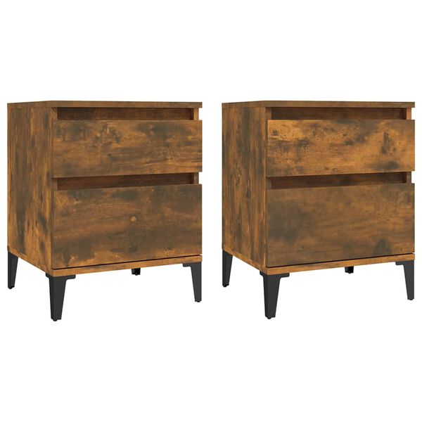 vidaXL Bedside Cabinets 2 pcs Smoked Oak 40x35x50 cm