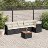 vidaXL 7 Piece Garden Sofa Set with Cushions Black Poly Rattan