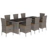 vidaXL 9 Piece Garden Dining Set with Cushions Grey Poly Rattan