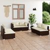 vidaXL 6 Piece Garden Lounge Set with Cushions Poly Rattan Brown