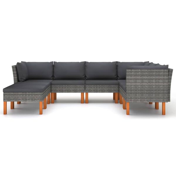 vidaXL 8 Piece Garden Lounge Set with Cushions Poly Rattan Grey