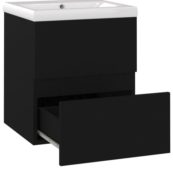 vidaXL Sink Cabinet with Built-in Basin Black Engineered Wood