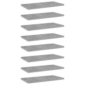 vidaXL Bookshelf Boards 8 pcs Concrete Grey 40x20x1,5 cm Engineered Wood