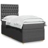vidaXL Box Spring Bed with Mattress Dark Grey King Single Fabric