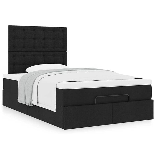 vidaXL Ottoman Bed with Mattress Black King Single Fabric