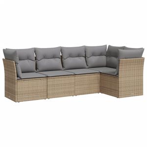 vidaXL 5 Piece Garden Sofa Set with Cushions Beige Poly Rattan