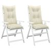 vidaXL Garden Highback Chair Cushions 2 pcs Cream 120x50x7 cm Fabric