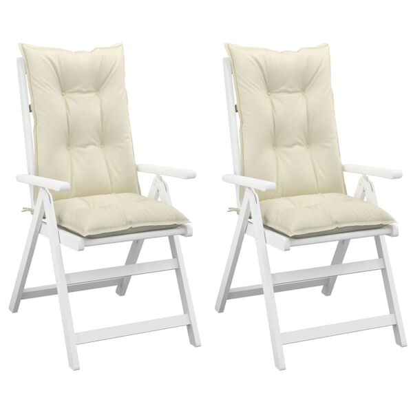 vidaXL Garden Highback Chair Cushions 2 pcs Cream 120x50x7 cm Fabric