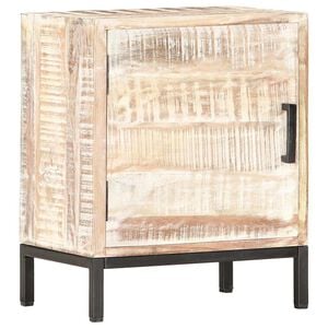 vidaXL Bedside Cabinet | White | Solid Acacia wood, Powder-Coated Steel