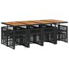 vidaXL 13 Piece Garden Dining Set with Cushions Black Poly Rattan