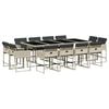 vidaXL 13 Piece Garden Dining Set with Cushions Light Grey Poly Rattan