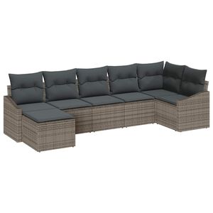 vidaXL Sofa Set 7 pcs Grey [Synthetic]: Poly Rattan