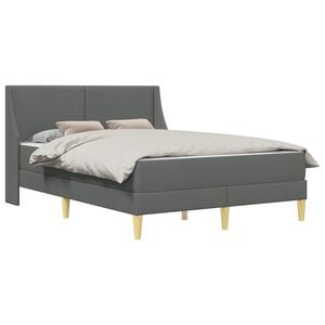 vidaXL Bed Frame with Mattress Dark Grey 137 x 190 cm Fabric