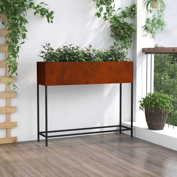 vidaXL Raised Garden Planter Rusty 100 x 26 x 82 cm Weathering Steel