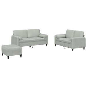 vidaXL 3 Piece Sofa Set with Pillows Light Grey Velvet
