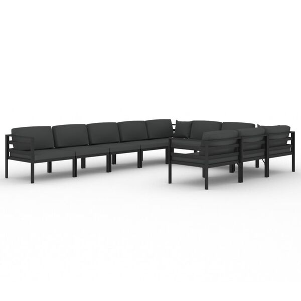 vidaXL 10 Piece Garden Lounge Set with Cushions Aluminium Anthracite