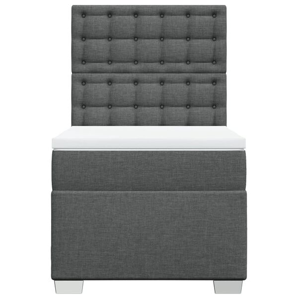 vidaXL Box Spring Bed with Mattress Dark Grey King Single Fabric