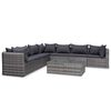 vidaXL 8 Piece Garden Lounge Set with Cushions Poly Rattan Grey
