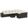 vidaXL 10 Piece Garden Sofa Set with Cushions Black Poly Rattan