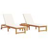 vidaXL Sun Lounger 3 pcs Solid Acacia Wood Brown