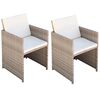 vidaXL Garden Chairs 2 pcs with Cushions and Pillows Poly Rattan Beige