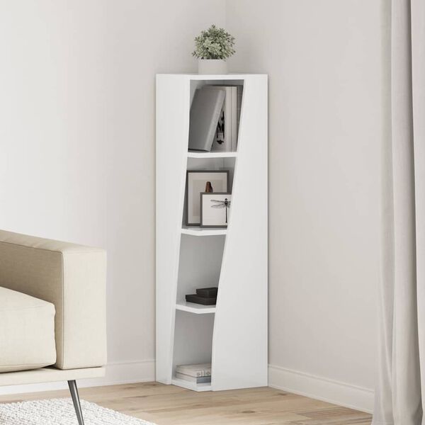 vidaXL Corner Cabinet White 27.5 x 27 x 102 cm Engineered Wood