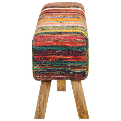 vidaXL Bench Multicolour 160 cm Chindi Fabric and Solid Wood Mango