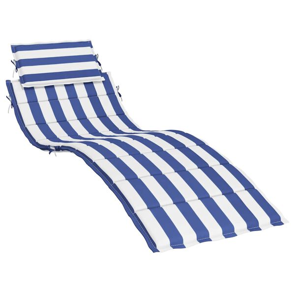 vidaXL Sun Lounger Cushion Blue&White Stripe Oxford Fabric