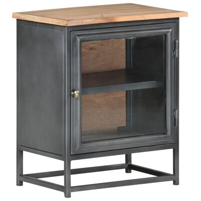 vidaXL Bedside Cabinet Grey 40x30x50 cm Solid Acacia Wood