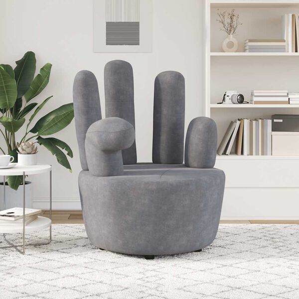 vidaXL Chair Hand-shaped Grey Velvet