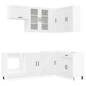 vidaXL Kitchen Unit LUCCA 8 pcs High Gloss White Engineered Wood