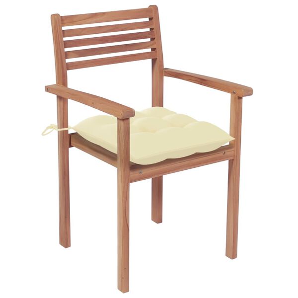 vidaXL Garden Chairs 2 pcs with Cream White Cushions Solid Teak Wood