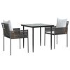vidaXL 3 Piece Garden Dining Set with Cushions Poly Rattan and Steel