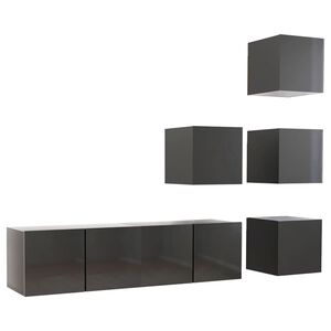 vidaXL 6 Piece TV Cabinet Set High Gloss Grey Engineered Wood