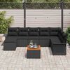 vidaXL Garden Sofa Set with Storage 9 pcs Black Poly Rattan
