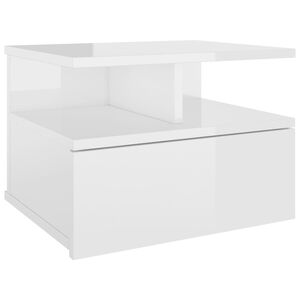 vidaXL Floating Nightstand | High gloss white | Engineered wood | Compact