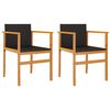 vidaXL Garden Chairs 2 pcs Black Poly Rattan&Solid Wood