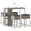 vidaXL 5 Piece Garden Bar Set with Cushions Grey Poly Rattan