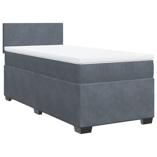 vidaXL Box Spring Bed with Mattress Dark Grey King Single Fabric