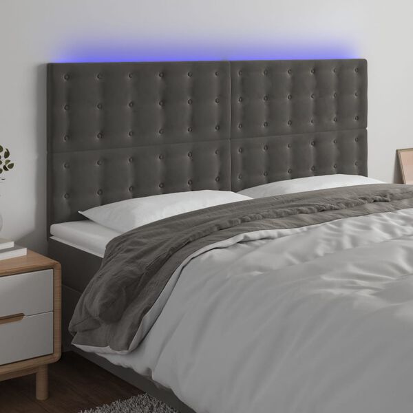 vidaXL LED Headboard Dark Grey 200 cm Velvet