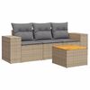 vidaXL 4 Piece Garden Sofa Set with Cushions Beige Poly Rattan