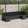 vidaXL Garden Sofa Set with Cushion 7 pcs Black Poly Rattan