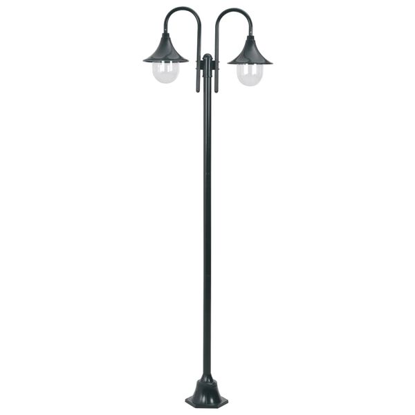 vidaXL Garden Post Light E27 220 cm Aluminium 2-Lantern Dark Green