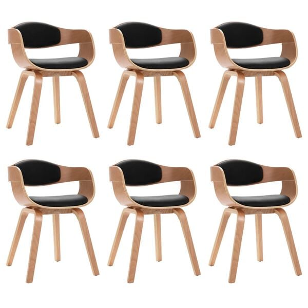 vidaXL Dining Chairs 6 pcs Bent Wood and Faux Leather