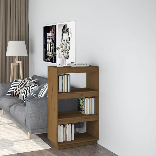 vidaXL Book Cabinet/Room Divider Honey Brown 60x35x103 cm Solid Wood Pine