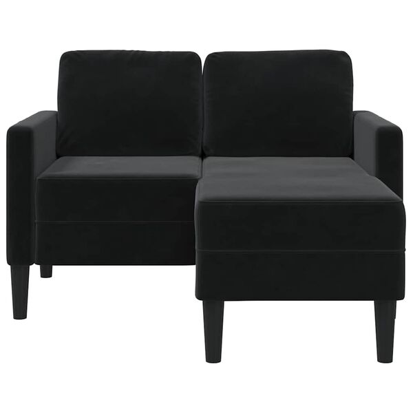 vidaXL 2-Seater Sofa with Chaise L-shaped Black 125 cm Velvet