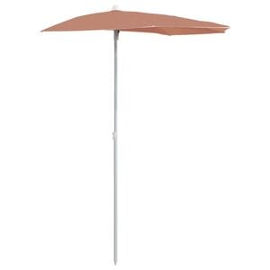 vidaXL Garden Half Parasol with Pole 180x90 cm Terracotta
