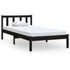 vidaXL Bed Frame without Mattress Black Solid Wood Single